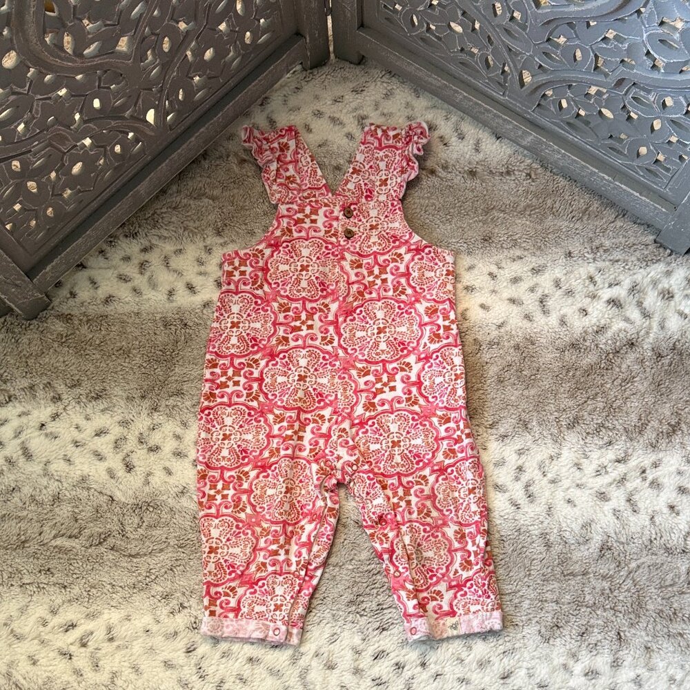 Burt's Bees Baby pink boho overalls girls 6-9 months garden party girlhoodcore